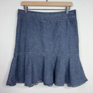 Ralph Lauren Skirt Womens 6 Blue Denim Ruffle Flounce 90s Y2K VTG Boho Western